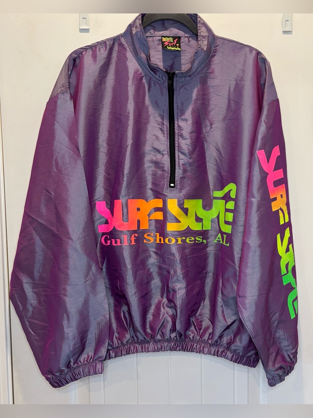 RARE Vintage 90S Surf Style Interplanetary Body Gear Iridescent Windbreaker OSFA
